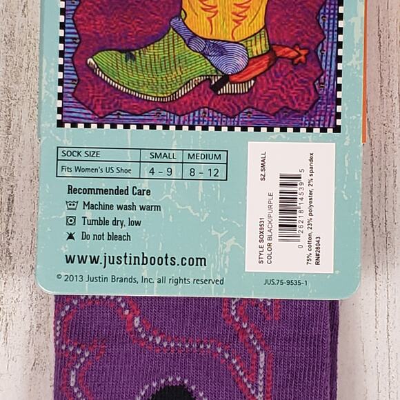 NWT Justin Boots Fashion Cushioned Sole Over The Calf Socks Women's Size Small - Picture 5 of 8